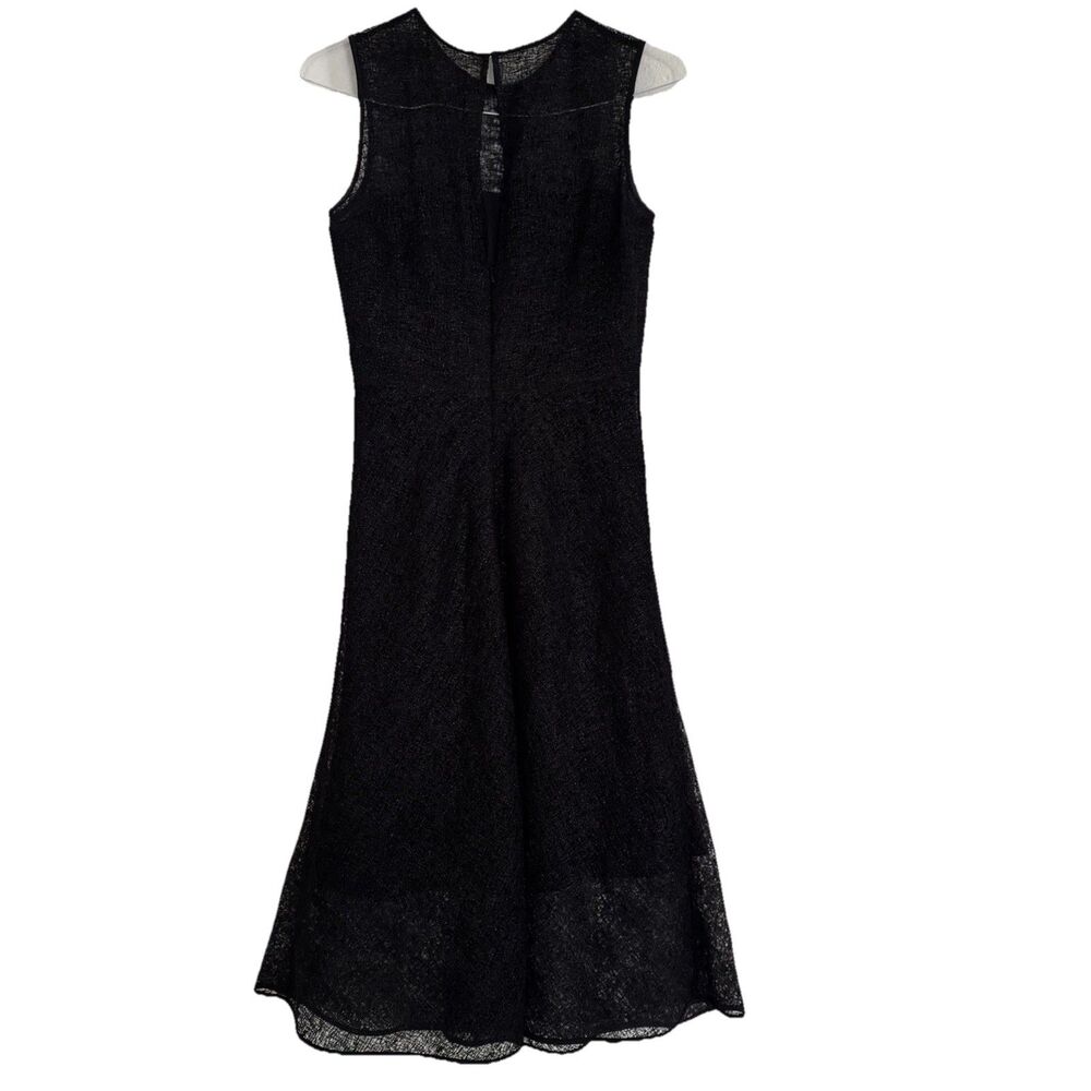 RAOUL Black Tara Bonded Dress Midi Sleeveless Size S Quiet Luxury Minimalist - Picture 15 of 16